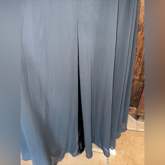 White by Soieblu Gray With Gold & Silver Jeweled Gown Maxi With Leg Slit - Picture 3 of 12